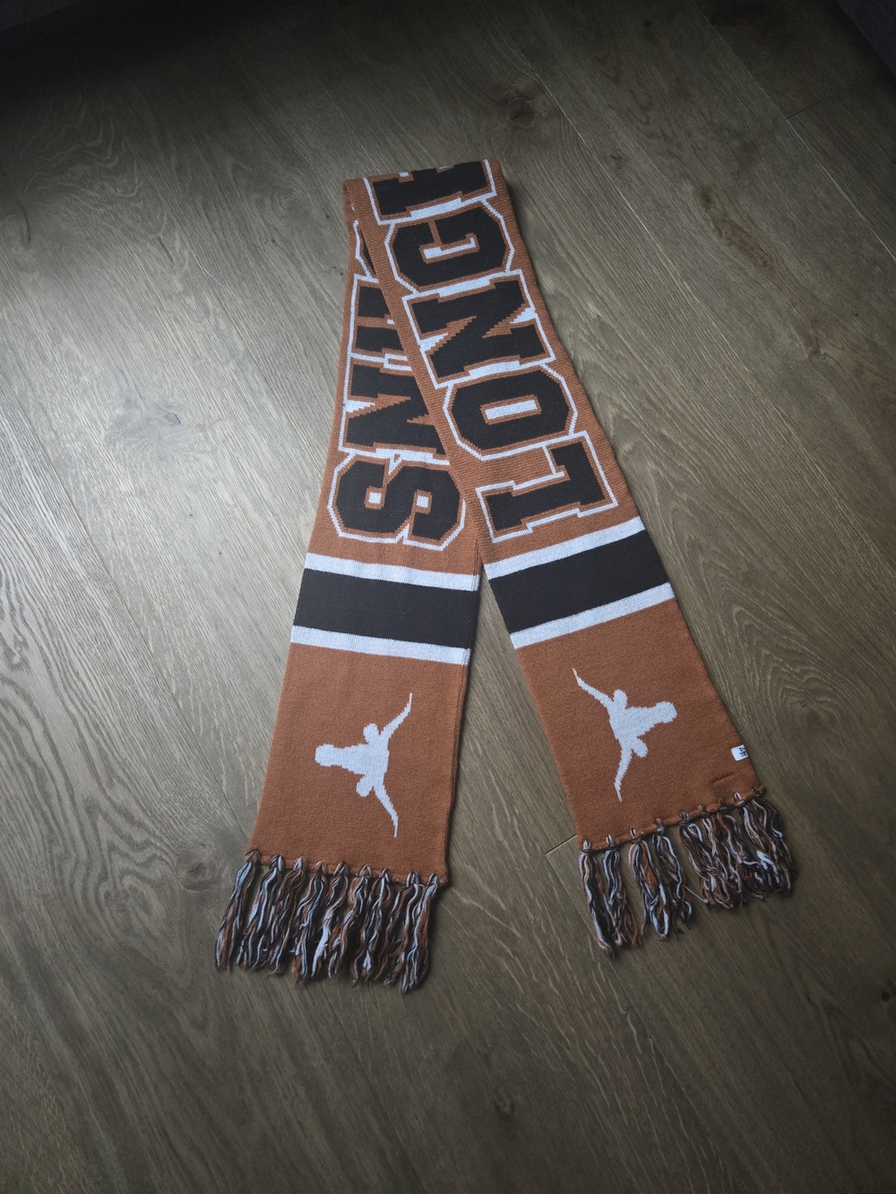 Burnt Orange & White Fan Knit Scarf